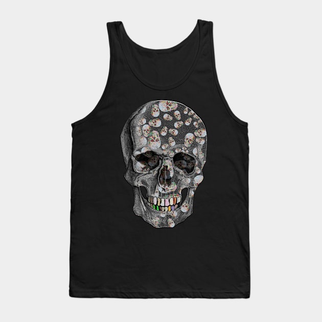 Happy Skull Random Pattern (Black) Tank Top by Diego-t